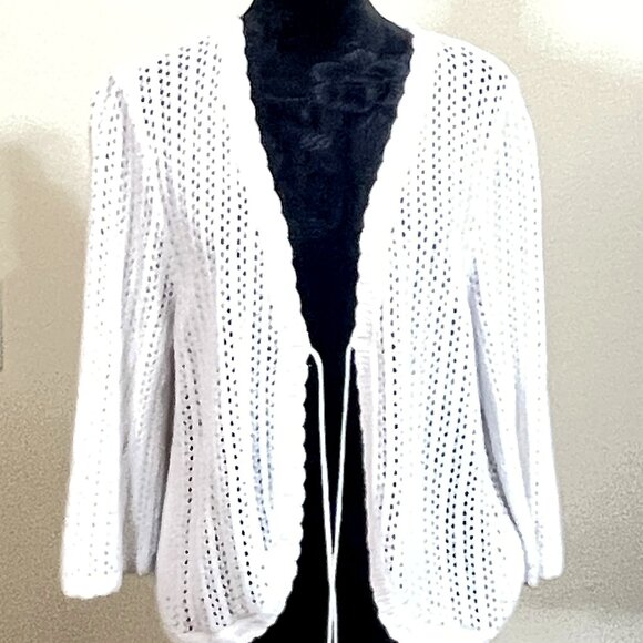 Christopher Banks open sweater cardigan open tie front - White - Large - Picture 1 of 5